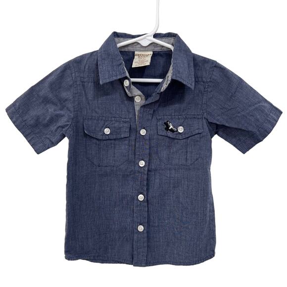 American Hawk Blue Chambray Button Down Shirt Size 2T - Picture 1 of 4